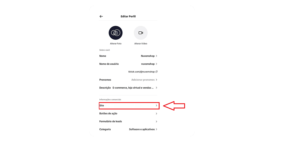 Como adicionar um link à sua bio do TikTok? - 3ª Etapa
